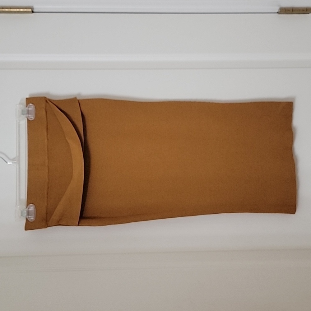 Forever 21 Size M Mustard Yellow/Brown Bodycon Midi Skirt, Twisted Sash 1/2 Belt